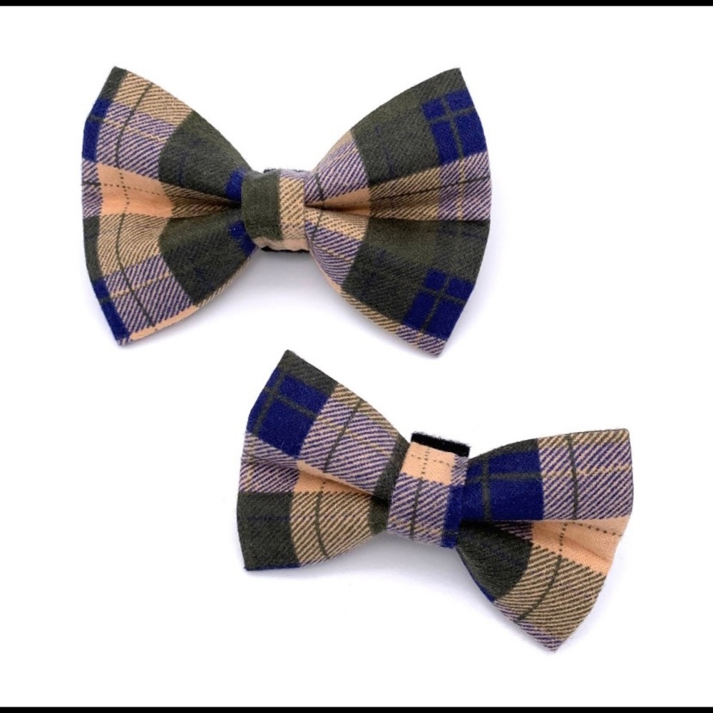 Autumn Color Plaid Dog Bow Tie
